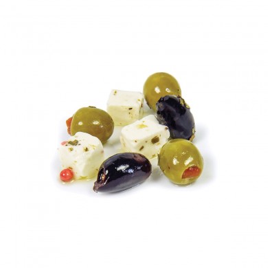 588237 - Marinated Cheese & Olives in Oil, Pitted