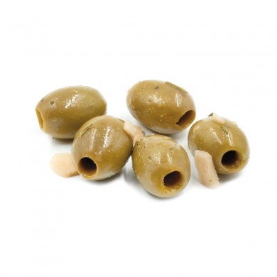 D0576 - Minced Garlic Marinated Mt. Athos Green Olives, Pitted (Kit)