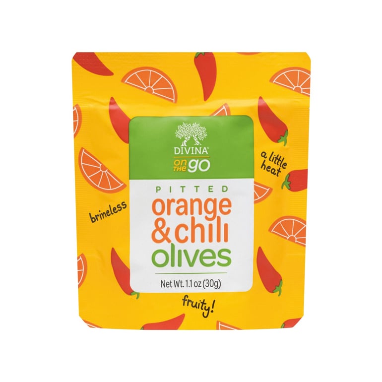 On the Go Pitted Orange & Chili Olives (Display Trays - 6/10/1.1